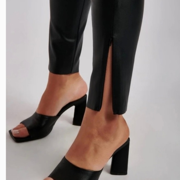Meshki Shayla Skinny Faux Leather High-Rise Split Pant in Black Women's L. 29". - Picture 3 of 15